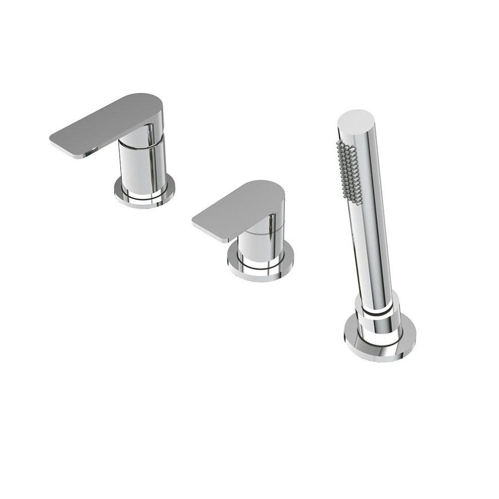 Product Cut out image of the Abacus Edge Chrome Deck Mounted 3 Tap Hole Bath Mixer
